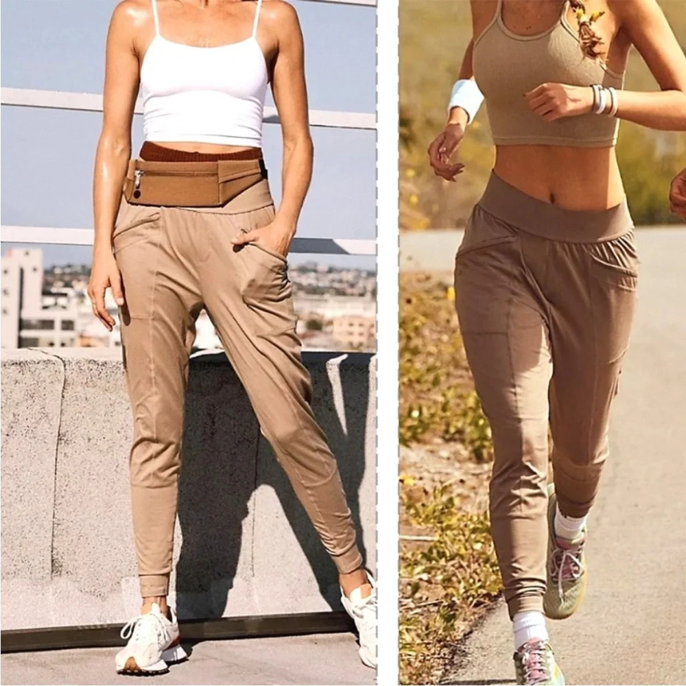 Free People Movement High Fives Tan Jogger Pants